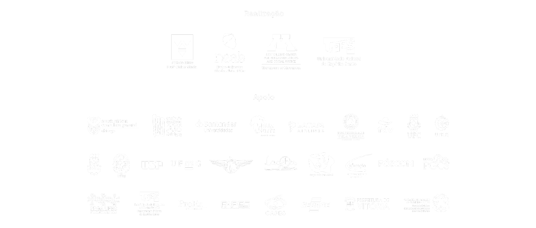 Marcas das instituições apoiadoras do evento